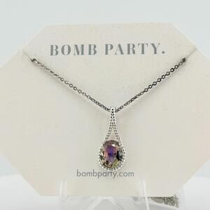 Bomb Party RBP2369 RETRO Necklace Yellow Rainbow Topaz on Rhodium
